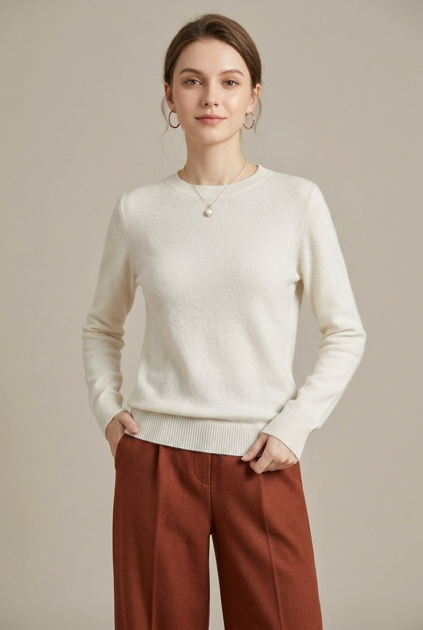 Women Sweatshirt | Crew Neck with Ribbed Cuffs and Loose Fit