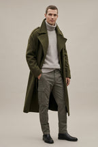 Men Coat | Double-Breasted Knee-Length with Notch Lapels