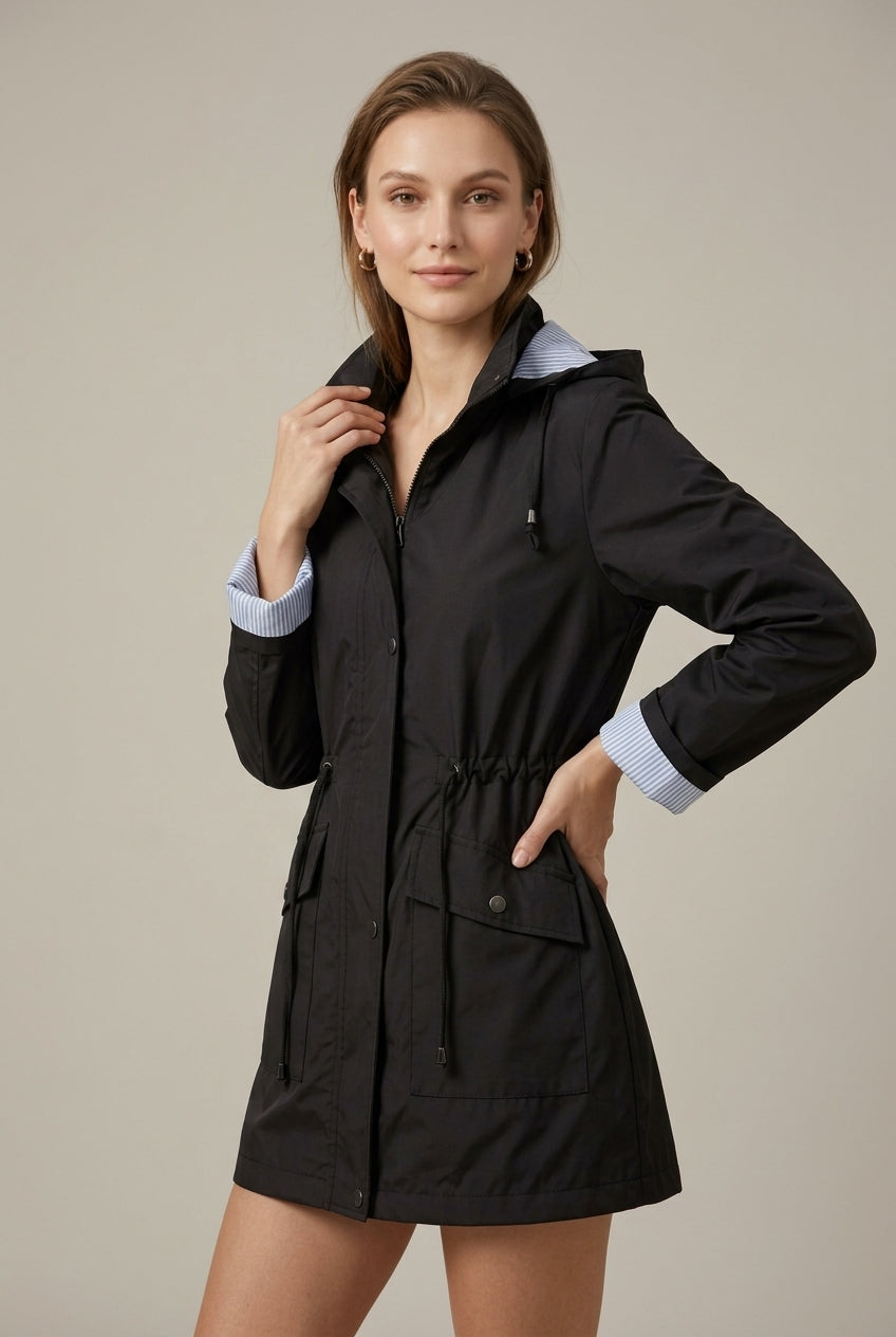 Women Jacket | Hooded Full-Zip with Drawstring Waist