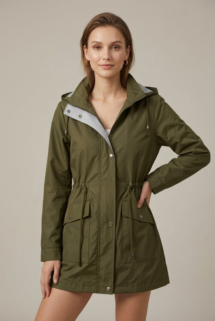 Women Jacket | Hooded Full-Zip with Drawstring Waist