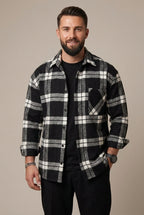 Men Shirt | Relaxed Fit Checked Overshirt with Chest Pockets