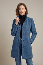 Women Coat | Notch Collar Button-Front Mid-Length Fit