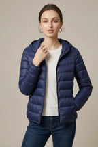 Women Puffer Jacket | Hooded Full-Zip with Quilted Channels