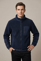 Men Jacket | Full Zip Sherpa Fleece with Contrast Sleeve Panels