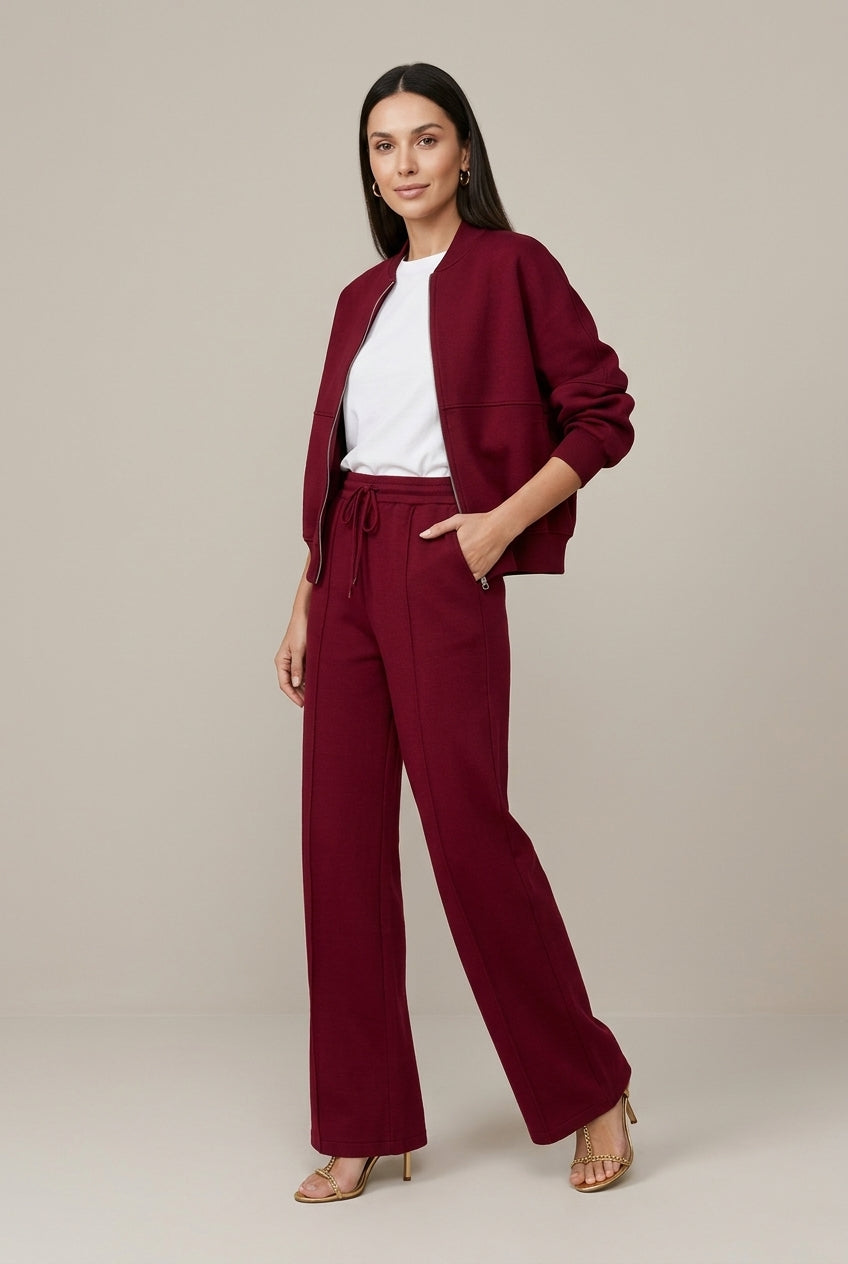 Women Set | Zip-Front Long Sleeve Top with Matching Trousers