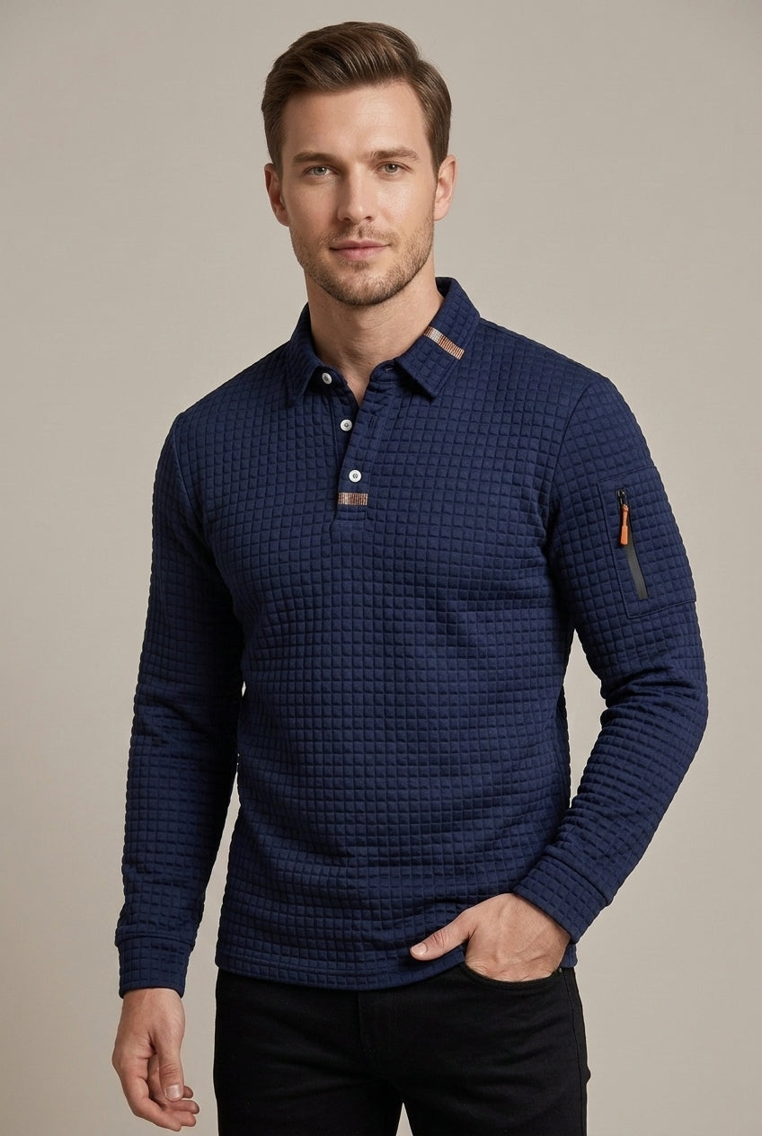 Men Polo Shirt | Quilted Construction with Sleeve Zip Pocket