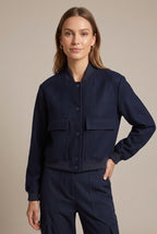 Women Jacket | Relaxed Fit Bomber with Button Front Closure