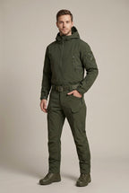 Men Set | Hooded Softshell Jacket and Trousers with Zip Pockets