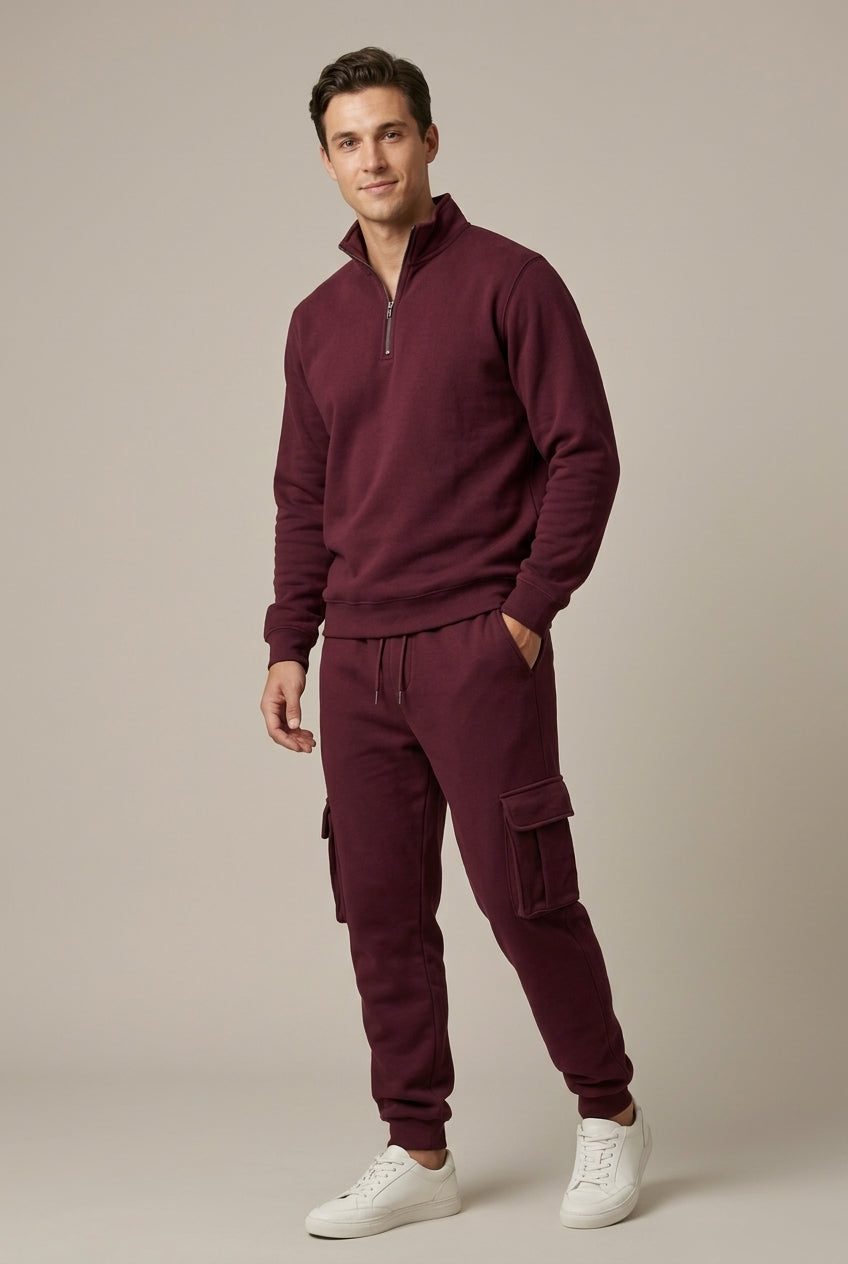 Men Set | Quarter-Zip Sweatshirt and Cargo Jogger Fit