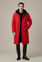 Men Coat | Longline Hooded Padded with Storm Flap Pockets