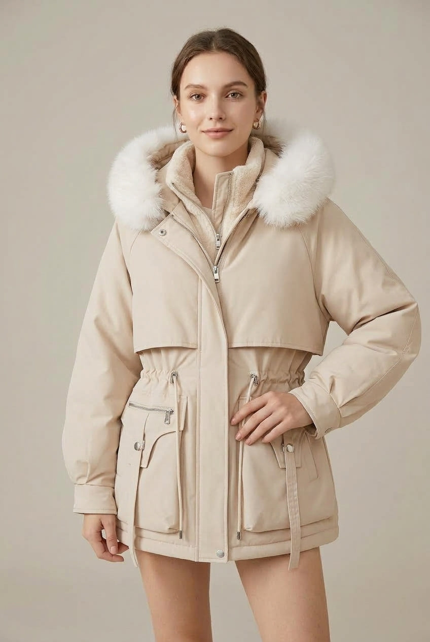 Women Parka | Quilted Shell with Faux Fur-Trimmed Hood