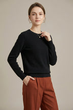 Women Sweatshirt | Crew Neck with Ribbed Cuffs and Loose Fit