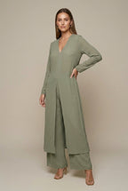 Women Set | Sheer Long Top and Matching Trousers Duo