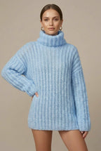 Women Sweater | Oversized Ribbed Knit with Turtleneck Collar