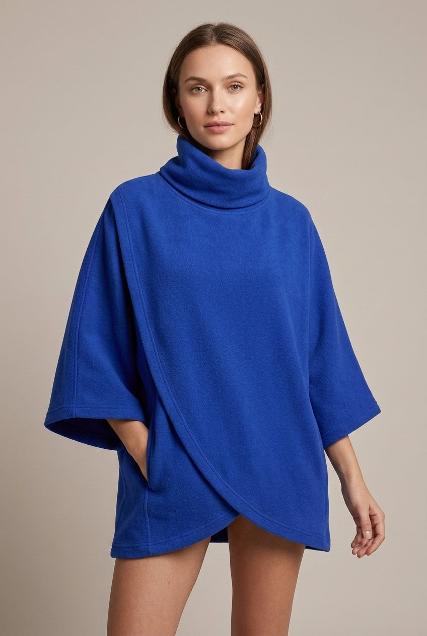 Women Sweater | Oversized Mock Neck with Ribbed Trims