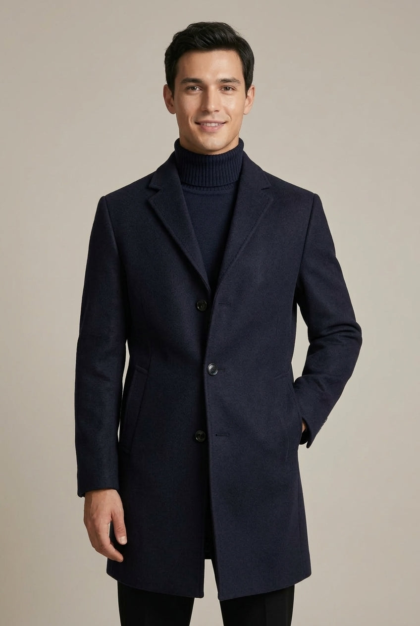 Men Coat | Slim Fit with Notch Lapel Two-Button Front