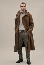 Men Coat | Double-Breasted Knee-Length with Notch Lapels