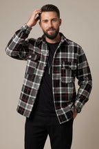 Men Shirt | Relaxed Fit Checked Overshirt with Chest Pockets