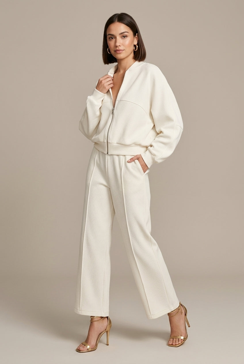 Women Set | Zip-Front Long Sleeve Top with Matching Trousers