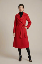 Women Coat | Belted Wrap Silhouette with Notch Lapel