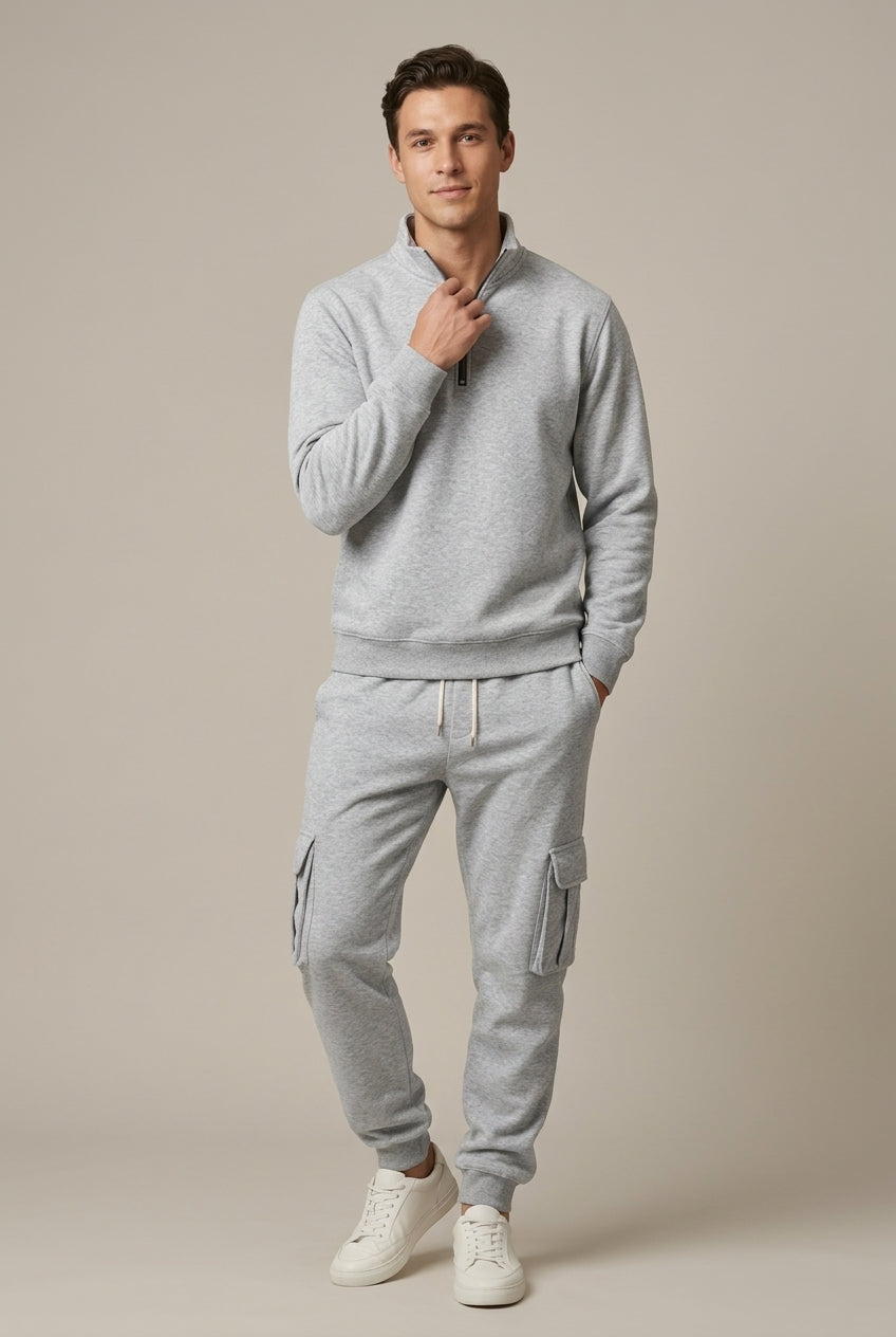Men Set | Quarter-Zip Sweatshirt and Cargo Jogger Fit