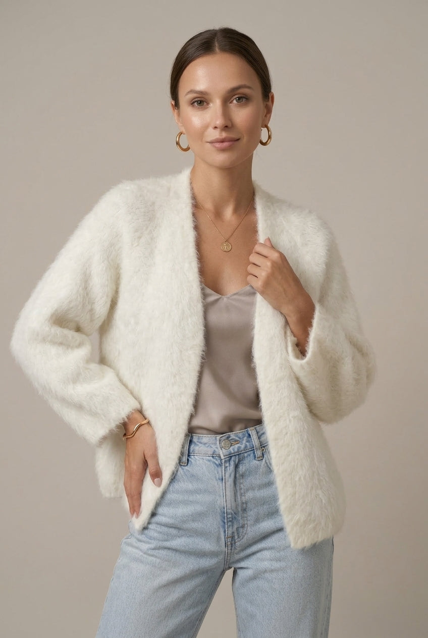 Women Cardigan | Relaxed Fit Plush Alpaca Fibre Knit