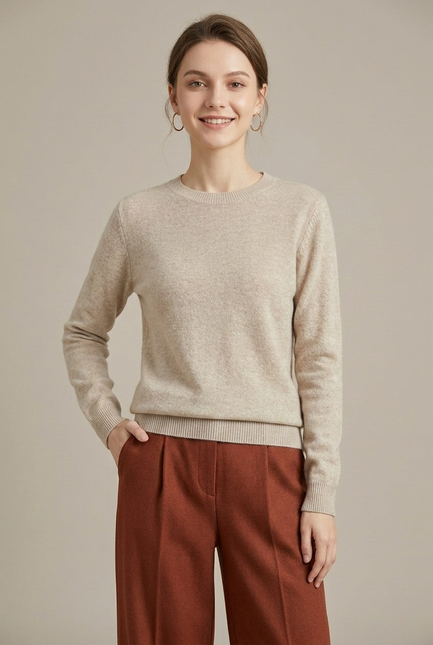 Women Sweatshirt | Crew Neck with Ribbed Cuffs and Loose Fit