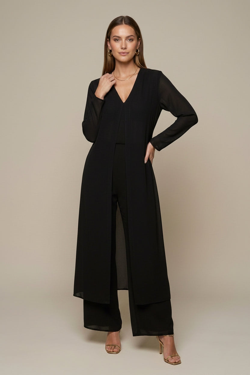 Women Set | Sheer Long Top and Matching Trousers Duo