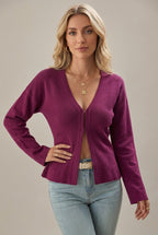 Women Cardigan | Relaxed Fit with V-Neckline and Button Front