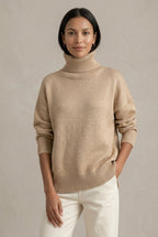 Women Sweater | Oversized Turtleneck with Ribbed Cuffs and Hem