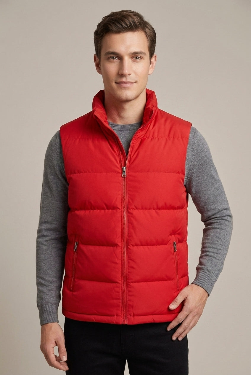 Men Cardigan | Quilted Stand Collar Full-Zip Sleeveless Vest