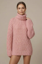 Women Sweater | Oversized Ribbed Knit with Turtleneck Collar