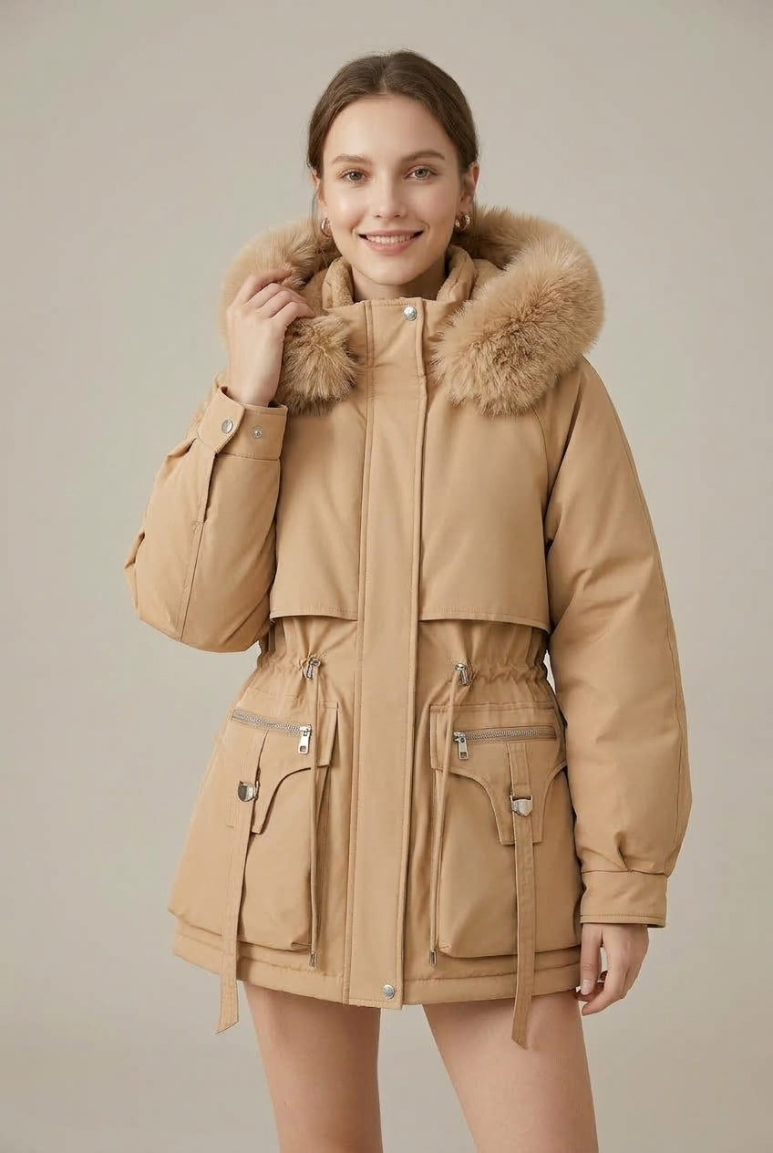 Women Parka | Quilted Shell with Faux Fur-Trimmed Hood
