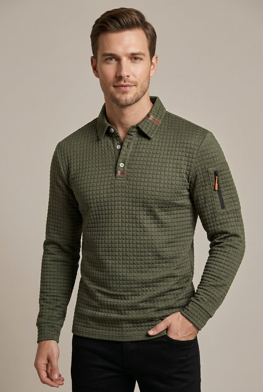 Men Polo Shirt | Quilted Construction with Sleeve Zip Pocket