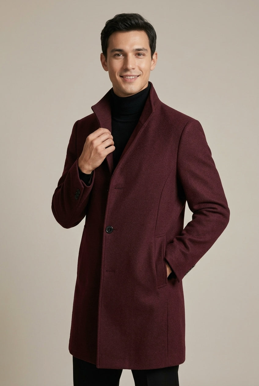 Men Coat | Slim Fit with Notch Lapel Two-Button Front