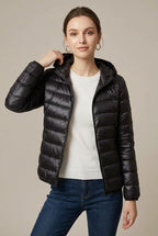 Women Puffer Jacket | Hooded Full-Zip with Quilted Channels