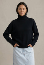 Women Sweater | Oversized Turtleneck with Ribbed Cuffs and Hem