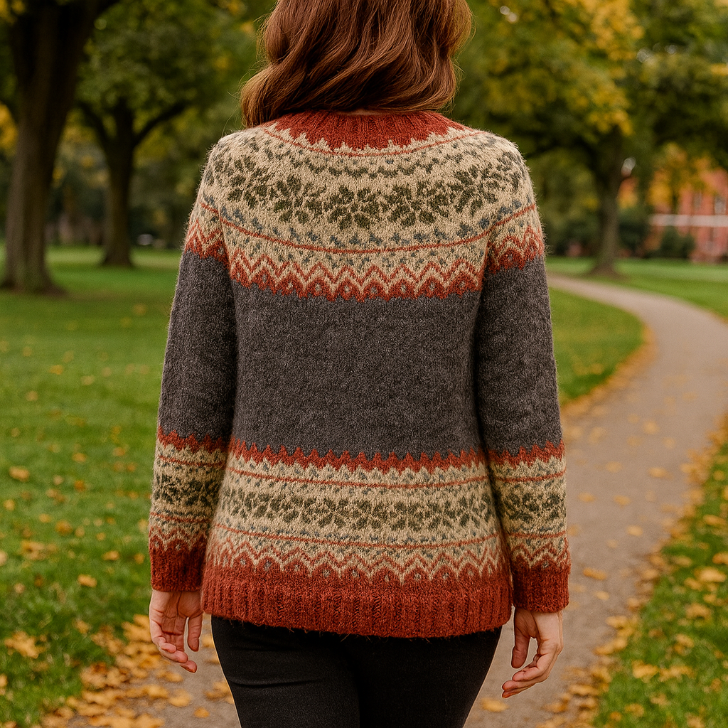 Women Cardigan | Norwegian Pattern Button Front Long Sleeve