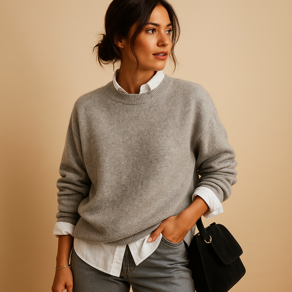 Women Sweatshirt | Ribbed Crew Neck Fitted Knit Design