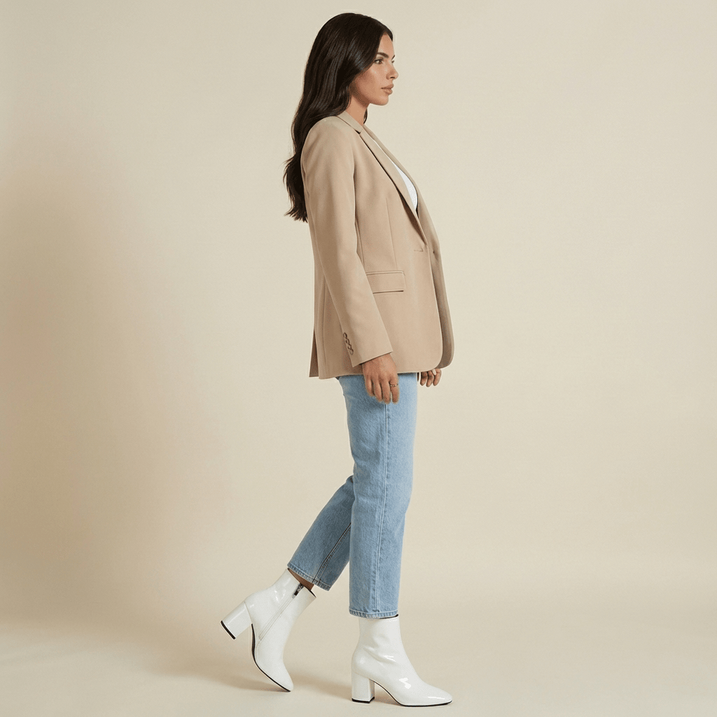 Women Ankle Boots Block Heel Pointed Toe Zip Closure - Evergreen Outfits - Women Boots