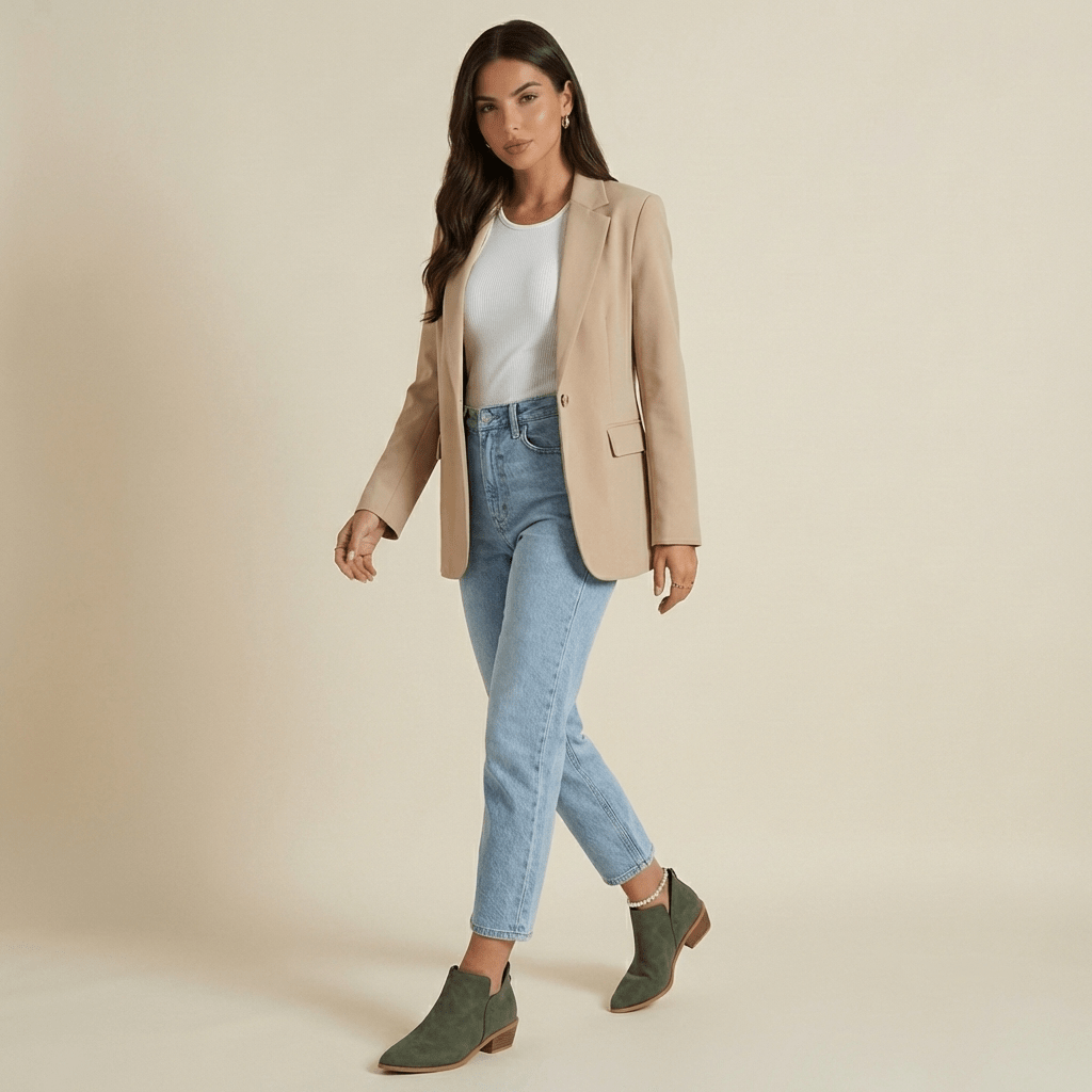 Women Ankle Boots Slip On Low Heel Ankle Length - Evergreen Outfits - Women Boots