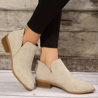 Women Ankle Boots Slip On Low Heel Ankle Length - Evergreen Outfits - Women Boots