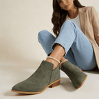 Women Ankle Boots Slip On Low Heel Ankle Length - Evergreen Outfits - Women Boots