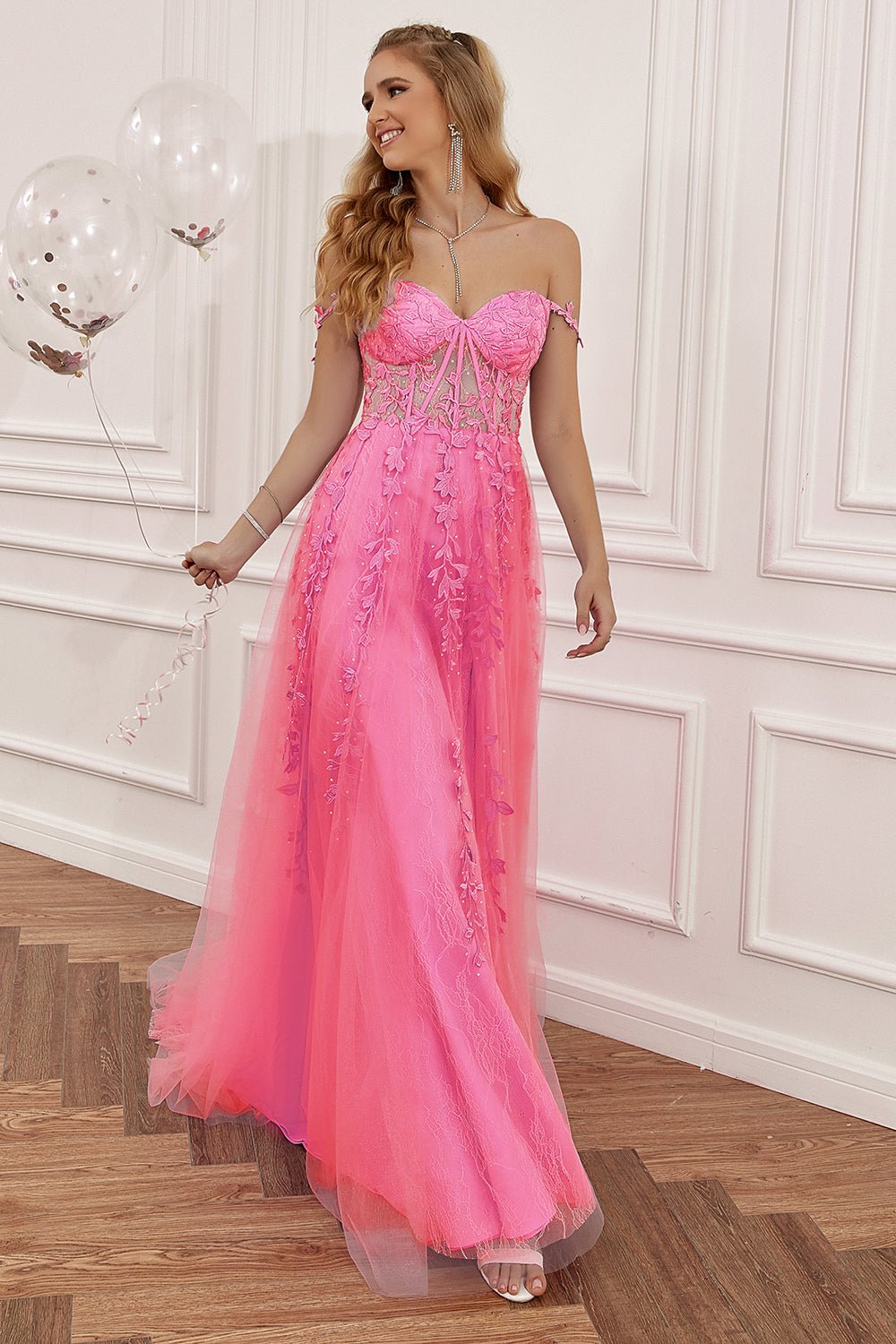 Women Ball Gown A-Line Spaghetti Strap Applique Detail - Evergreen Outfits- Women Gown