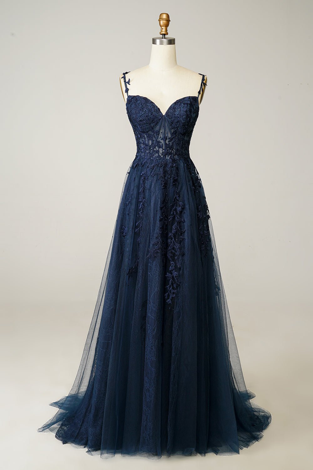 Women Ball Gown A-Line Spaghetti Strap Applique Detail - Evergreen Outfits- Women Gown