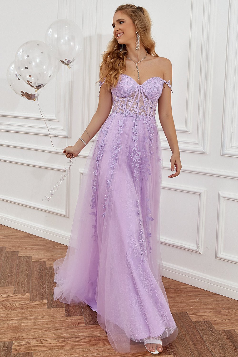 Women Ball Gown A-Line Spaghetti Strap Applique Detail - Evergreen Outfits- Women Gown