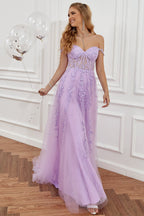 Women Ball Gown A-Line Spaghetti Strap Applique Detail - Evergreen Outfits- Women Gown