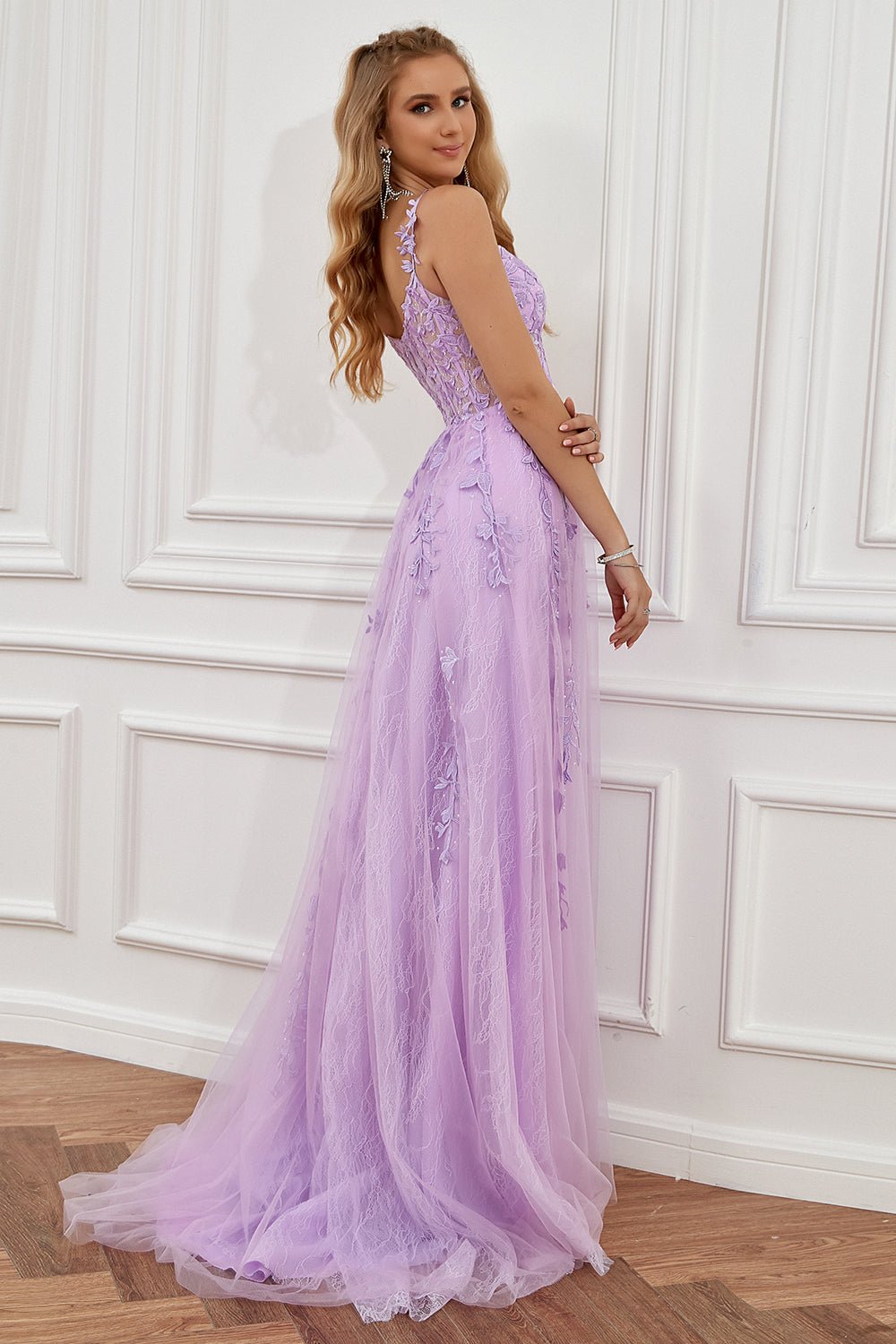 Women Ball Gown A-Line Spaghetti Strap Applique Detail - Evergreen Outfits- Women Gown