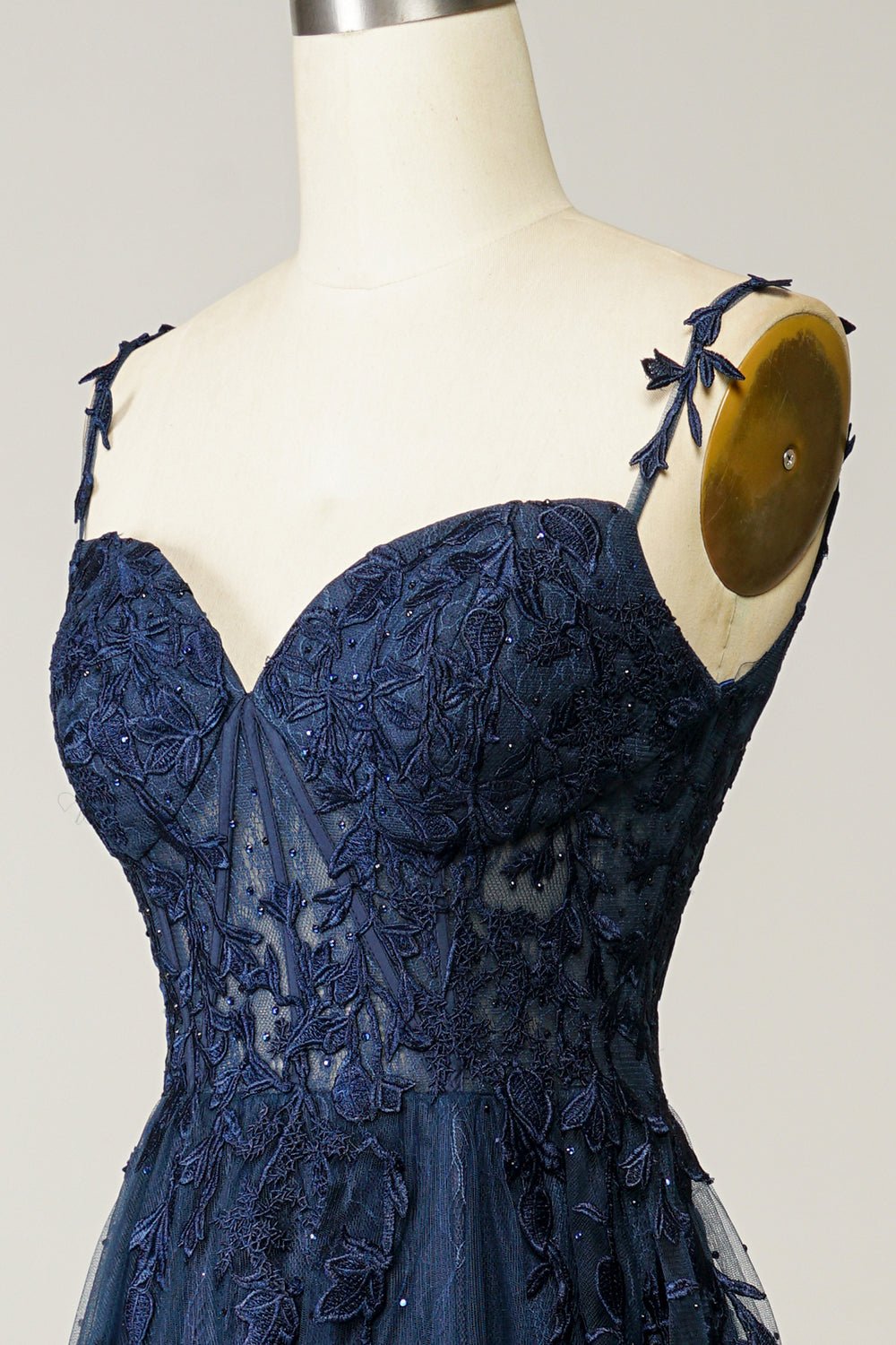 Women Ball Gown A-Line Spaghetti Strap Applique Detail - Evergreen Outfits- Women Gown