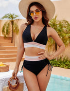 Women Bikini Set High Waisted Halter Adjustable Closure - Evergreen Outfits - Women Swimwear